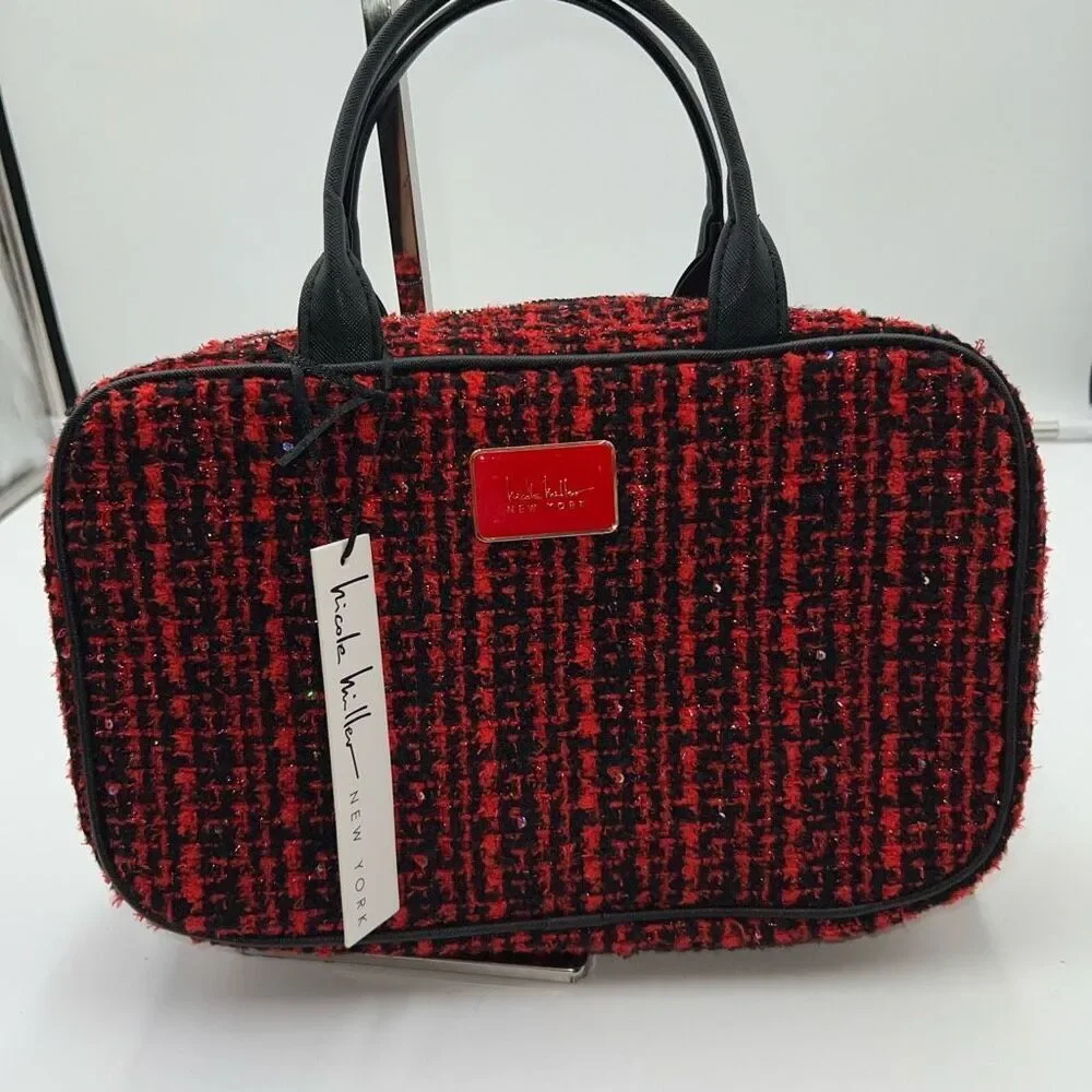 Nicole Miller Metallic Sparkle Tweed Cosmetic Case
